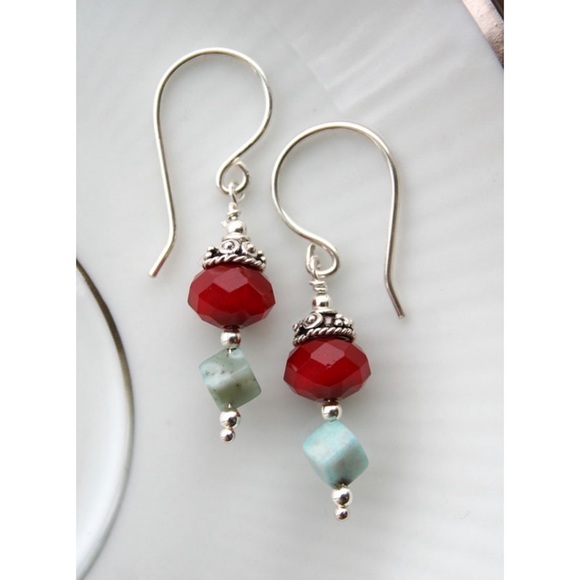 Handmade Jewelry - Handmade Earrings, Czech Glass Faceted Dangle Earrings